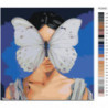 Девочка и бабочка на лице 100х100 Раскраска картина по номерам на холсте