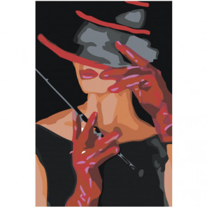 Женщина в полупрозрачной шляпе 80х120 Раскраска картина по номерам на холсте