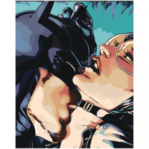 Страсть бэтмена и женщины кошки 100х125 Раскраска картина по номерам на холсте