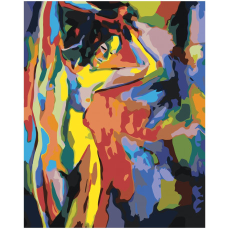 Фигура красочной обнаженной девушки 100х125 Раскраска картина по номерам на холсте