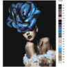 Девушка с синей розой на голове 100х125 Раскраска картина по номерам на холсте