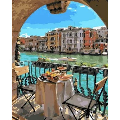  Завтрак для двоих в Венеции Раскраска картина по номерам на холсте MCA1014