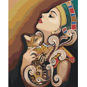 Египет. Девушка и кошка Раскраска картина по номерам на холсте с металлическими красками