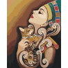  Египет. Девушка и кошка Раскраска картина по номерам на холсте с металлическими красками AAAA-RS056-100x125