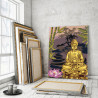 Пример в интерьере Золотой будда Раскраска картина по номерам на холсте с металлическими красками AAAA-RS057-100x125