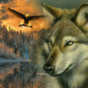 Волк и орёл Алмазная мозаика вышивка на подрамнике Molly