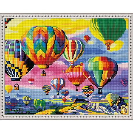 Пример выложенной мозаики Парад воздушных шаров Алмазная мозаика вышивка на подрамнике Molly KM0889