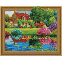 Дом у цветущего озера Алмазная вышивка мозаика на подрамнике