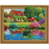  Дом у цветущего озера Алмазная вышивка мозаика на подрамнике TSGJ1201