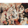  Жасмин с тигром в цветах Алмазная вышивка мозаика на подрамнике GF4495