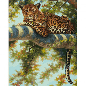  Леопард в тени ветвей Раскраска картина по номерам на холсте 276-AB