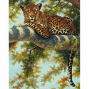 Леопард в тени ветвей Раскраска картина по номерам на холсте