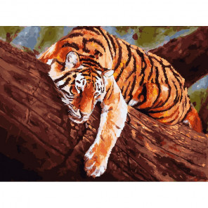  Тигр на дереве Раскраска картина по номерам на холсте 364-AS