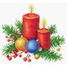 Пример вышитой работы Новогоднее тепло Канва с рисунком для вышивки МП Студия СК-003