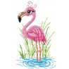 Пример вышитой работы Мечтательный фламинго Канва с рисунком для вышивки МП Студия СК-005
