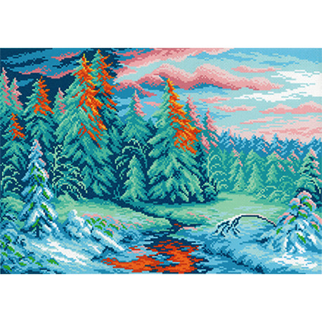  Зимний закат Канва с рисунком для вышивки МП Студия СК-021