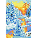 Зимний закат Канва с рисунком для вышивки МП Студия