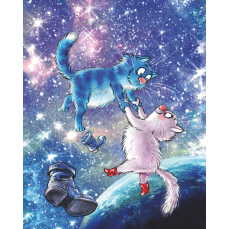  Коты в космосе Алмазная мозаика вышивка на подрамнике LG274