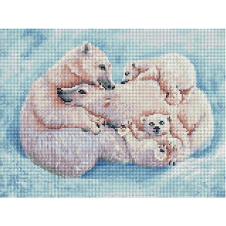  Все вместе. Семья белых медведей 30х40см Алмазная мозаика вышивка на подрамнике ACPK79060
