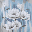 Белые маки на голубом фоне Раскраска картина по номерам на холсте Molly