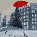 Девушка с красным зонтом Раскраска картина по номерам на холсте Molly