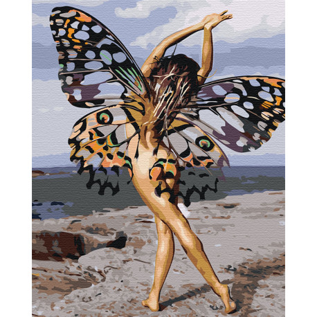  Девушка-бабочка Раскраска картина по номерам на холсте AAAA-RS068