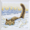 Пример оформления в рамку Кот в снегу Алмазная вышивка мозаика BrilliArt МС-033