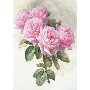  Ветка с розами Ткань для вышивки лентами Каролинка КЛ-4038