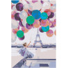 Девушка с воздушными шарами у Эйфелевой башни Раскраска картина по номерам на холсте