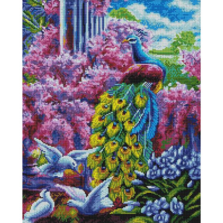  Павлин в саду Алмазная мозаика вышивка на подрамнике GF4433