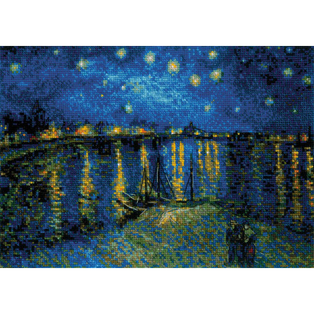  Звездная ночь над Роной по мотивам картины Ван Гога Набор для вышивания Риолис 1884