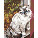 Кошка на крылечке Раскраска картина по номерам на холсте