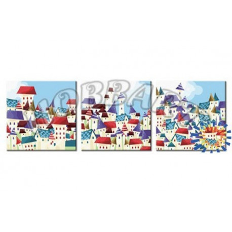  Волшебный город Триптих раскраски по номерам на холсте Hobbart PH340120034-LITE
