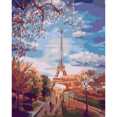Осень в Париже Раскраска картина по номерам на холсте FR04