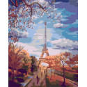 Осень в Париже Раскраска картина по номерам на холсте
