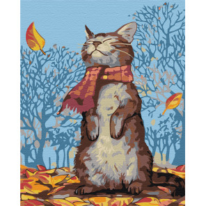  Кот в шарфике Раскраска картина по номерам на холсте A62