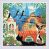 Пример оформления в рамку Город и кошки. Лето Алмазная вышивка мозаика Риолис АМ0048