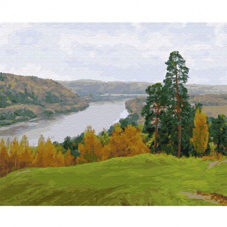  Осень на Оке Раскраска картина по номерам на холсте KH0674