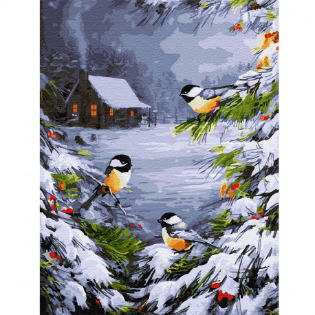  Зимний лес Раскраска картина по номерам на холсте KK0651