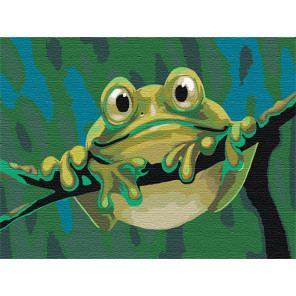  Яркий лягушонок 60х80 см Раскраска картина по номерам на холсте с неоновыми красками AAAA-RS051-60x80