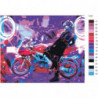 Мотоциклист неоновый Раскраска картина по номерам на холсте