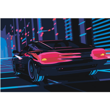 Автомобиль неоновый Раскраска картина по номерам на холсте