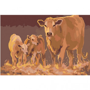 Корова и телята 80х120 Раскраска картина по номерам на холсте