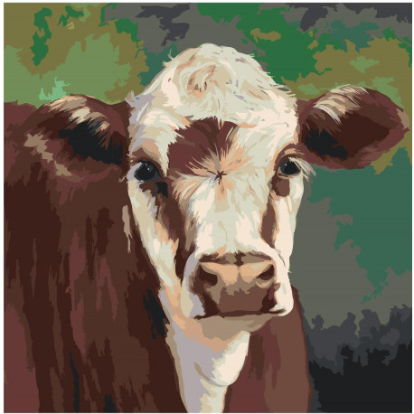 Корова буренка 80х80 Раскраска картина по номерам на холсте