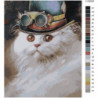 Кот в шляпе с очками Раскраска картина по номерам на холсте