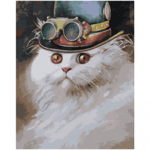 Кот в шляпе с очками 80х100 Раскраска картина по номерам на холсте