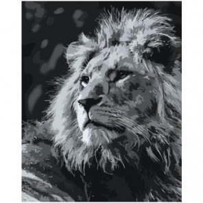 Лев черно-белый 80х100 Раскраска картина по номерам на холсте