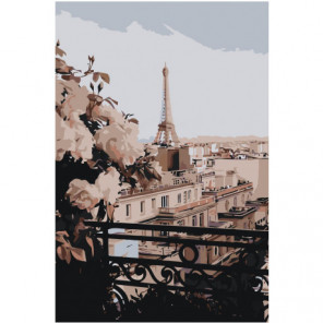 Вид из окна на Эйфелеву башню 100х150 Раскраска картина по номерам на холсте
