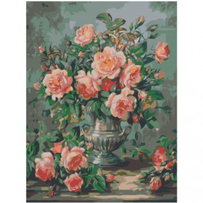 Розы в вазе Раскраска картина по номерам на холсте