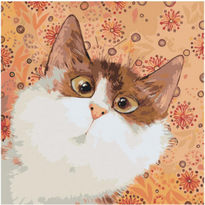 Удивленный кот 100х100 Раскраска картина по номерам на холсте